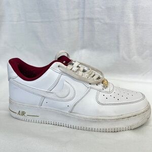 Nike Air Force 1 Low White and Burgundy Sneakers